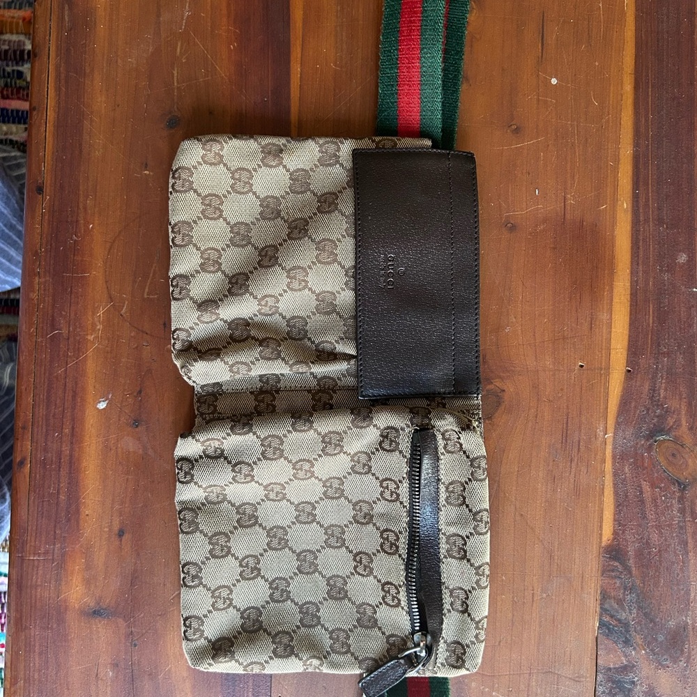 Gucci Striped Belt with Silver Buckle